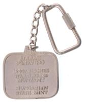 DN "Állami Pénzverő" ezüstözött fém kulcstartó magyar-német-angol nyelvű felirattal