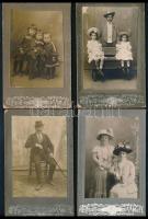 cca 1905-1916 4 db vizitkártya Helfgott Sámuel budapesti fényképész "Secessio" műterméből (Bp. VI., Városliget), az egyik hátoldalán a műterem képével, 10,5x6,5 cm