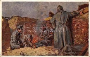 Hesser-Feuerl. Offizielle Karte für Rotes Kreuz, Kriegsfürsorgeamt, Kriegshilfsbüro No. 440. / WWI Austro-Hungarian K.u.K. military art postcard, soldiers in the trenches (fl)