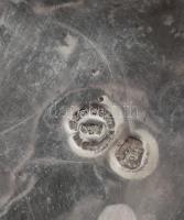 Antik üveg fűszertartó ezüst (Ag) szerelékkel, törött üveggel, ezüst (Ag) fedővel, jelzéssel, sérülé...