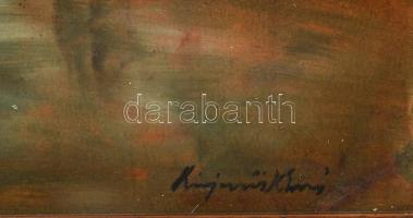 Olvashatatlan jelzéssel: Vízparti táj. Olaj, karton. Dekoratív, sérült fakeretben. 51,5x71 cm