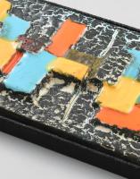 Bod Éva (1924-2004): Plasztikus fali kerámia fali dísz. Mázas kerámia, kézzel festett, jelzett, raga...