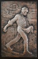 Bánszky Sándor (1888-1918): Vető és kaszáló férfi.2 db kisplasztika, fa lapon, jelzett, 21x13 cm, 39...