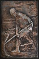 Bánszky Sándor (1888-1918): Vető és kaszáló férfi.2 db kisplasztika, fa lapon, jelzett, 21x13 cm, 39...