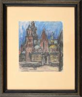 Jelzés nélkül: Krakkói Wawel-székesegyház. Pasztellkréta, papír. Üvegezett fakeretben. 20x18 cm