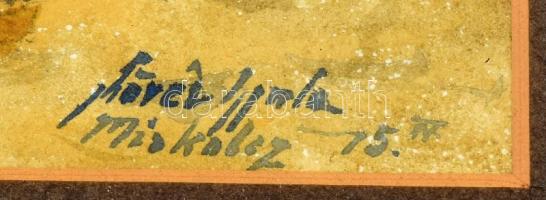 Kövér Gyula (1883-1972): Miskolci udvar kislánnyal, 1910-es évek. Akvarell, papír, jelezve jobbra le...