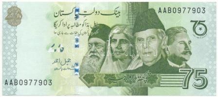 Pakisztán 2022. 75R "A függetlenség 75. évfordulója" emlékkiadás T:AU Pakistan 2022. 75 Rupees "75 Years of Independence" commemorative banknote C:AU Krause P# W56