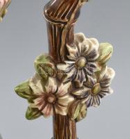 Szecessziós majolika váza, gazdag ornamentikus díszítéssel, inda formájú fülekkel, sorszámmal jelezv...