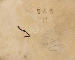 Szecessziós majolika váza, gazdag ornamentikus díszítéssel, inda formájú fülekkel, sorszámmal jelezv...