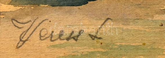 Olvashatatlan (Veress?) jelzéssel, feltehetően erdélyi magyar festő: Havas táj. Akvarell, papír, üve...