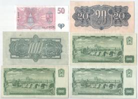 Csehszlovákia / Csehország 1944. 20K + 100K + 1961. 100K (3x) + 1997. 50K T:F közte folt, szép papír...