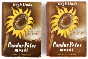 Dégh Linda: Pandur Péter meséi. I-II. köt. Bevezető tanulmánnyal és jegyzetekkel kíséri: - -. Ortutay Gyula bevezetőjével. Új Magyar Népköltési Gyüjtemény III-IV. Bp., [1941], Budapesti Kir. M. Pázmány Péter Tudományegyetem Bölcsészeti Karának Magyarságtudományi Intézete - Franklin-Társulat, 1 t.+292 p.; 284 p. Papírkötésben, sérült borítóval, pótolt gerinccel, nagyrészt felvágatlan lapokkal, helyenként kissé sérült lapszélekkel.