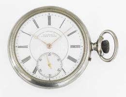A. Lange & Söhne Glashütte zsebóra, jelzett szerkezet., jelzett, hibátlan számlap működő, állapotban fém tokkal. Sorozatszám 34285 d:50mm / Glashütte pocket watch in metal casem works well.