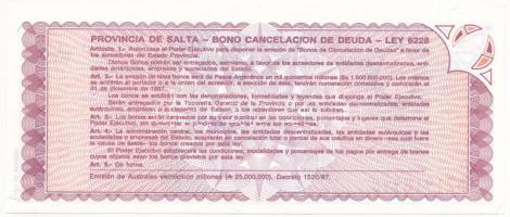 Argentína / Salta 1987. 1A helyi bankjegy T:AU
Argentina / Salta 1987. 1 Austral local banknote C:A...