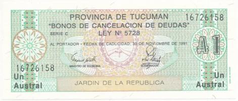 Argentína / Tucuman DN (1988.) 1A helyi bankjegy T:UNC Argentina / Tucuman ND (1988.) 1 Austral local banknote C:UNC Krause P#S2711