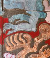 Stefániay Edit (1936-2010): A tudás fája (keserű szüret). Tűzzománc, rézlemez. Hátoldalán a művész c...