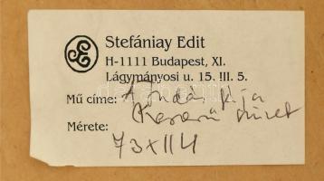 Stefániay Edit (1936-2010): A tudás fája (keserű szüret). Tűzzománc, rézlemez. Hátoldalán a művész c...