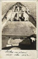 SMS Viribus Unitis Osztrák-Magyar Haditengerészet Tegetthoff-osztályú csatahajó hármas fegyvertornya, a gyorstüzelő fegyverek el vannak távolítva / K.u.K. Kriegsmarine / Austro-Hungarian Navy battleships triple turrets, rapid-fire guns are removed. photo