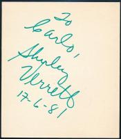 1981 Shirley Verrett (1931-2010) amerikai operaénekesnő autográf aláírása papírlapon