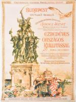 1896. évi Ezredéves Országos Kiállítás plakátja, reprint, feltekerve, 61,5x46 cm