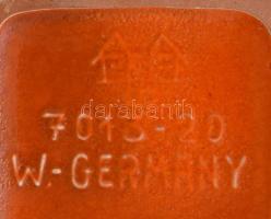 Német rikító narancssárga hasábváza, mázas kerámia, jelzéssel, hibátlan, m: 20,5 cm