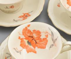 Rosenthal porcelán teás készlet. Négy személyes. Hozzá tálca. Matricás, jelzett, egy tányéron lepatt...