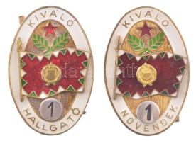 ~1975. "Kiváló Hallgató 1" + "Kiváló Növendék 1" rátétes, műgyantás bronz Magyar Néphadsereg sapkajelvények (2xklf)(41x26mm) T:AU,XF