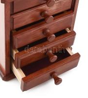 Diófa ékszeres szekrény, 5 fiókos, szép állapotban, 26x21x14 cm