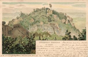 Zriceniny Zbiroha, od vychodu / view from the east, litho