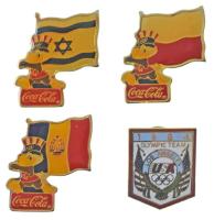 Amerikai Egyesült Államok 1984. "Résztvevő országok - Los Angeles" műgyantás fém olimpiai jelvény (3xklf: Izrael, Lengyelország, Románia) + "Egyesült Államok olimpiai csapata 1984, Los Angeles" zománcozott fém jelvény T:UNC,AU USA 1984. "Participating countries - Los Angeles" resin metal Olympic badges (3xdiff: Israel, Poland, Romania) + "USA Olympic Team 1984, Los Angeles" enamelled metal badge C:UNC,AU