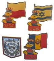 Amerikai Egyesült Államok 1984. "Résztvevő országok - Los Angeles" műgyantás fém olimpiai jelvény (3xklf: Izrael, Lengyelország, Románia) + "Egyesült Államok olimpiai csapata 1984, Los Angeles" zománcozott fém jelvény T:UNC,AU USA 1984. "Participating countries - Los Angeles" resin metal Olympic badges (3xdiff: Israel, Poland, Romania) + "USA Olympic Team 1984, Los Angeles" enamelled metal badge C:UNC,AU