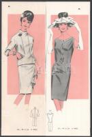 cca 1960 4 db vintage női divatkép, kétoldalas, Mirroir Extra c. magazin melléklete, ofszet nyomat, ...