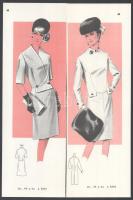 cca 1960 4 db vintage női divatkép, kétoldalas, Mirroir Extra c. magazin melléklete, ofszet nyomat, ...