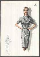 1966 3 db vintage női divatkép, ofszet nyomat, papír, 34x24 cm