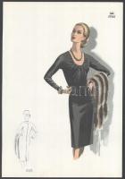 1966 3 db vintage női divatkép, ofszet nyomat, papír, 34x24 cm