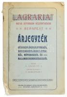 Magyar Gépforgalmi Részvénytársaság árjegyzék gőzcséplőkészletekről, benzincséplőkészletekről, mótorokról és malomberendezésekről. Gelléri és Székely, Budapest, sérült kiadói papírkötésben.