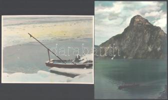 Tóth Gyula (1891-1970): 3 db tájkép. Fotó, mind színezett, egyik jelzett és datált (Tóth 933), 24x24...