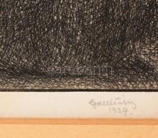 Gallé Tibor (1896-1944): Csendes, hosszú munka, 1927. Rézkarc, papír, jelzett, számozott (XV/4), pas...