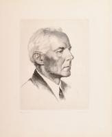 Nagy Zoltán (1916-1987): Bartók Béla. Rézkarc, papír, jelzett, számozott a hátoldalán (009), 26×19 c...