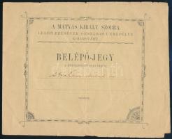 1902 A Mátyás király szobra leleplezésének országos ünnepélye Kolozsvárt. Névre-szóló belépő-jegy és programfüzet, az utolsó oldalon a helyszín térképével, hajtott, 4 p.