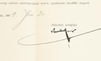 1909 Kner Izidor nyomdász autográf aláírása levélen