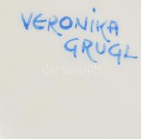 Veronika Grugl szecessziós mintás bonbonier, jelzéssel, hibátlan, d: 11,5 cm