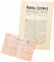 1908 Városi szemle c. folyóirat bemutató száma és előfizetési szelvény 4 p.