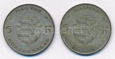 1947. 5Ft Ag "Kossuth" (2x) T:F patina Adamo F8.1
