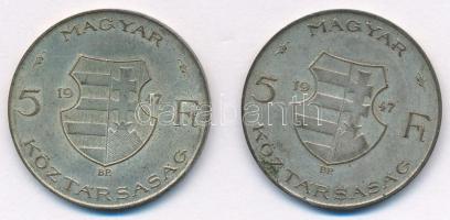 1947. 5Ft Ag "Kossuth" (2x) T:F patina Adamo F8.1