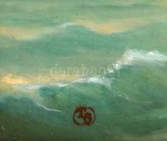 Monika Bończa-Tomaszewska (?-), XX. sz. vége: Kétárbócos vitorlás. Olaj, farost. Jelezve balra lent....