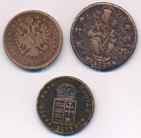 1765PH-KM Poltura Cu "Mária Terézia" + 1848. 1kr Cu + 1864B 4kr Cu T:VF,F közte patina, ph...