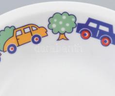 Alföldi autó mintás gyermek reggeliző szett, 2 db tál, jelzéssel, kis kopással, d: 19,5 cm
