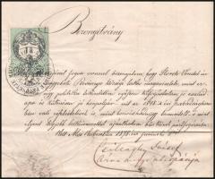 1878 Alsókubin, bizonyítvány 1848-49-es szabadságharcos, revisnyei lakos, árvaváraljai születésű Sto...