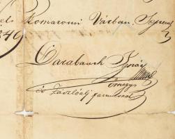 1849.IX.30 Komáromi vár, bizonyítvány az ostrom végnapjaiból az 1848-49-es szabadságharcos, komáromi...